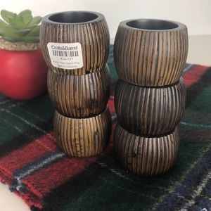 Crate & Barrel Rattan Peel Napkin Rings. Set.
